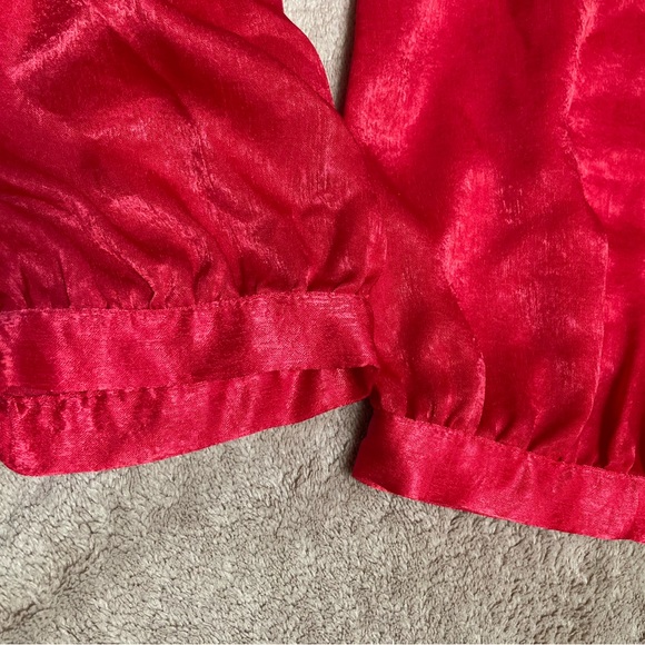 NWT - ZARA❤️red long balloon sleeves v neck tie dress romper - size XS - Picture 12 of 12